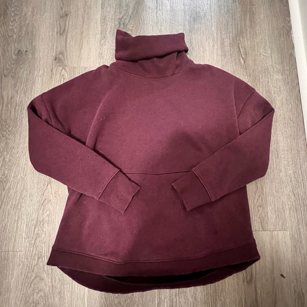 Athleta Women's XS Burgundy Funnel Neck Sweatshirt Oversized Relaxed Cozy